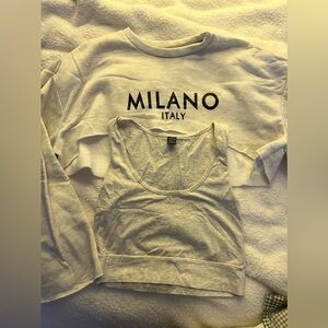 Cute half sweatshirt with tank top under